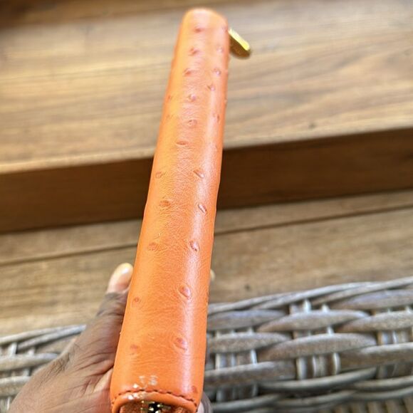 Michael Kors Orange Leather Ostrich Embossed Wallet - Picture 7 of 7